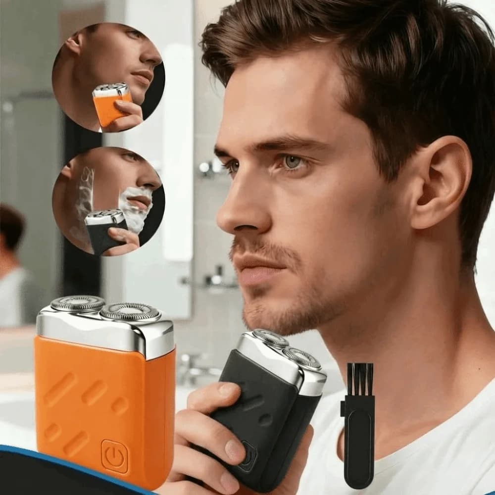 Mini Electric Razor USB Rechargeable, Dry and Bagnate Use, Quiet, Intelligent Rulebarba with Double Control, Washable