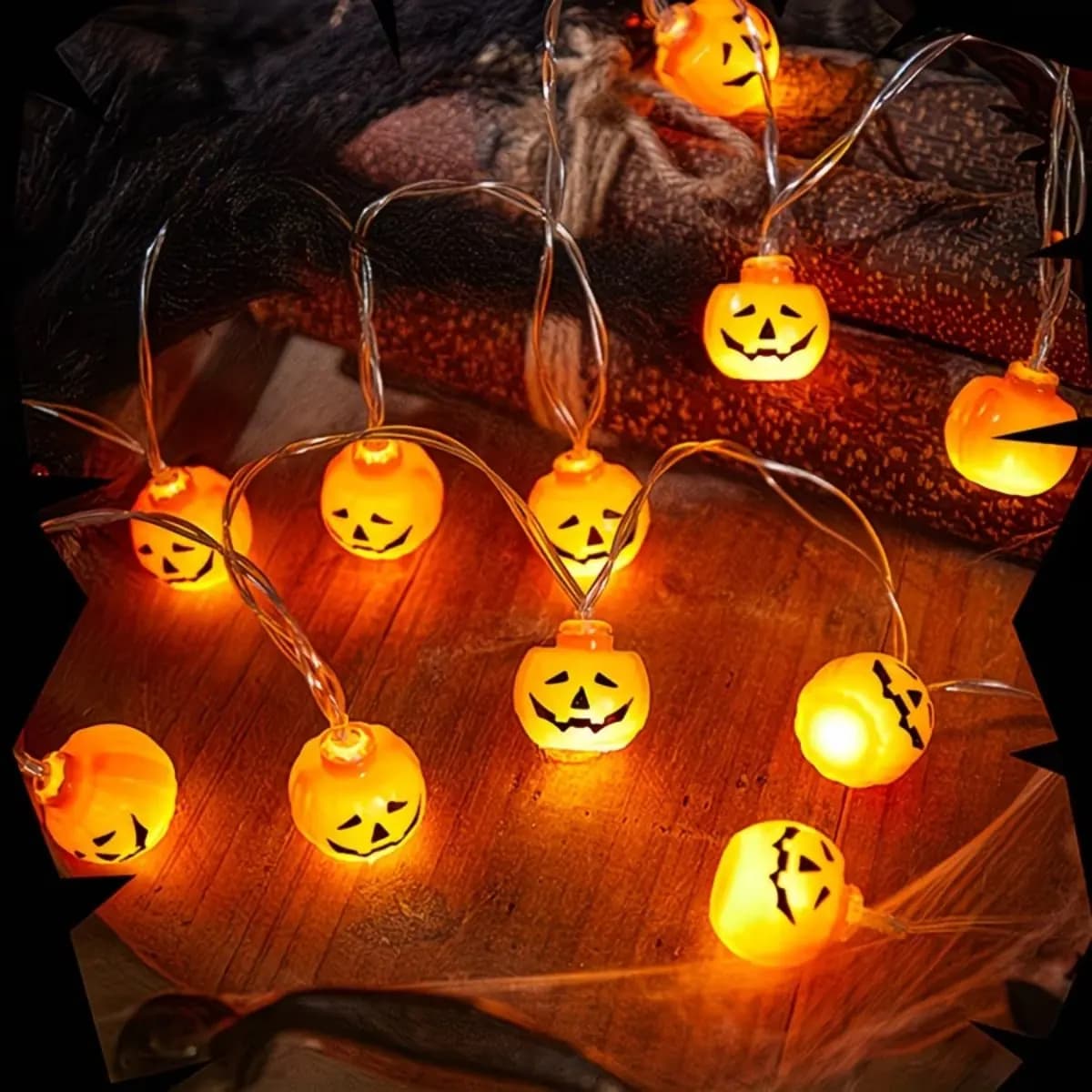 1pc Halloween LED Mini Pumpkin String Lights Battery Powered Fairy Lights for Home Bedroom Indoor Porch Holiday Festival Decor