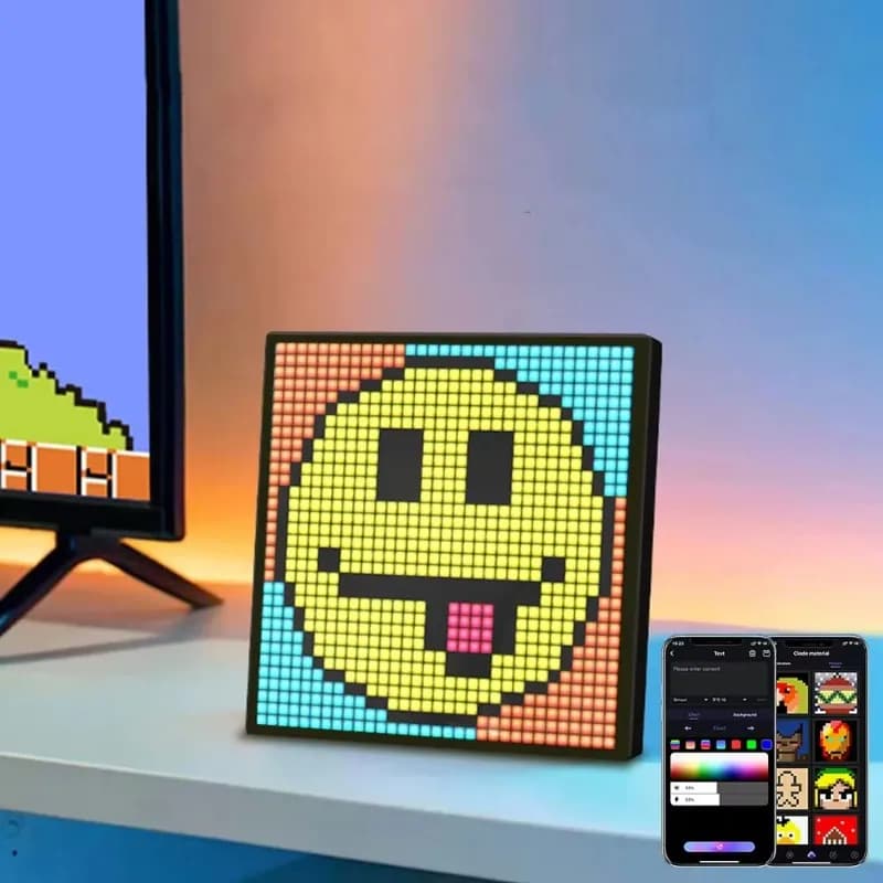 Luce notturna con cornice per foto digitale programmabile con display pixel a diodi emettitori di luce intelligente