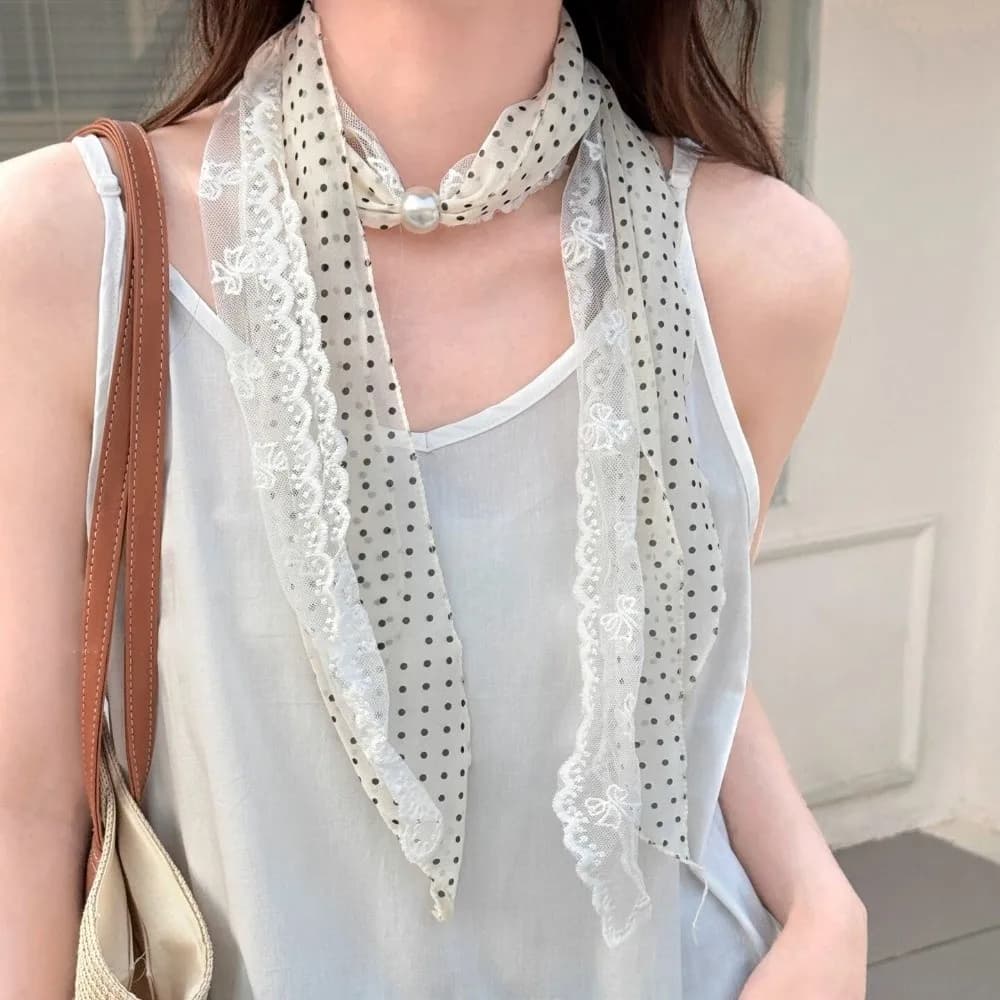 Cintura multifunzionale con motivo geometrico, sciarpa in chiffon a pois e quadretti, accessori per gonna sottile in poliestere abbinati a jeans