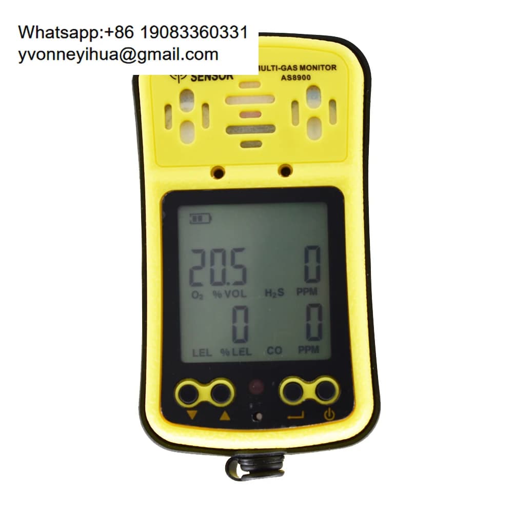 Rilevatore di Gas Portatile Smart Sensor AS8900, Monitor 4 in 1 per O2, H2S, CO, Gas Combustibile, Ossigeno, Idrogeno Solforato, Monossido di Carbonio