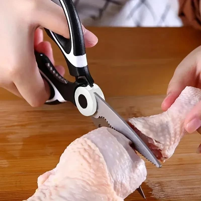 Forbici da cucina multifunzionali in acciaio inossidabile – Resistente per pollo, ossa, pesce, carne – Strumento multiuso per gadget domestici
