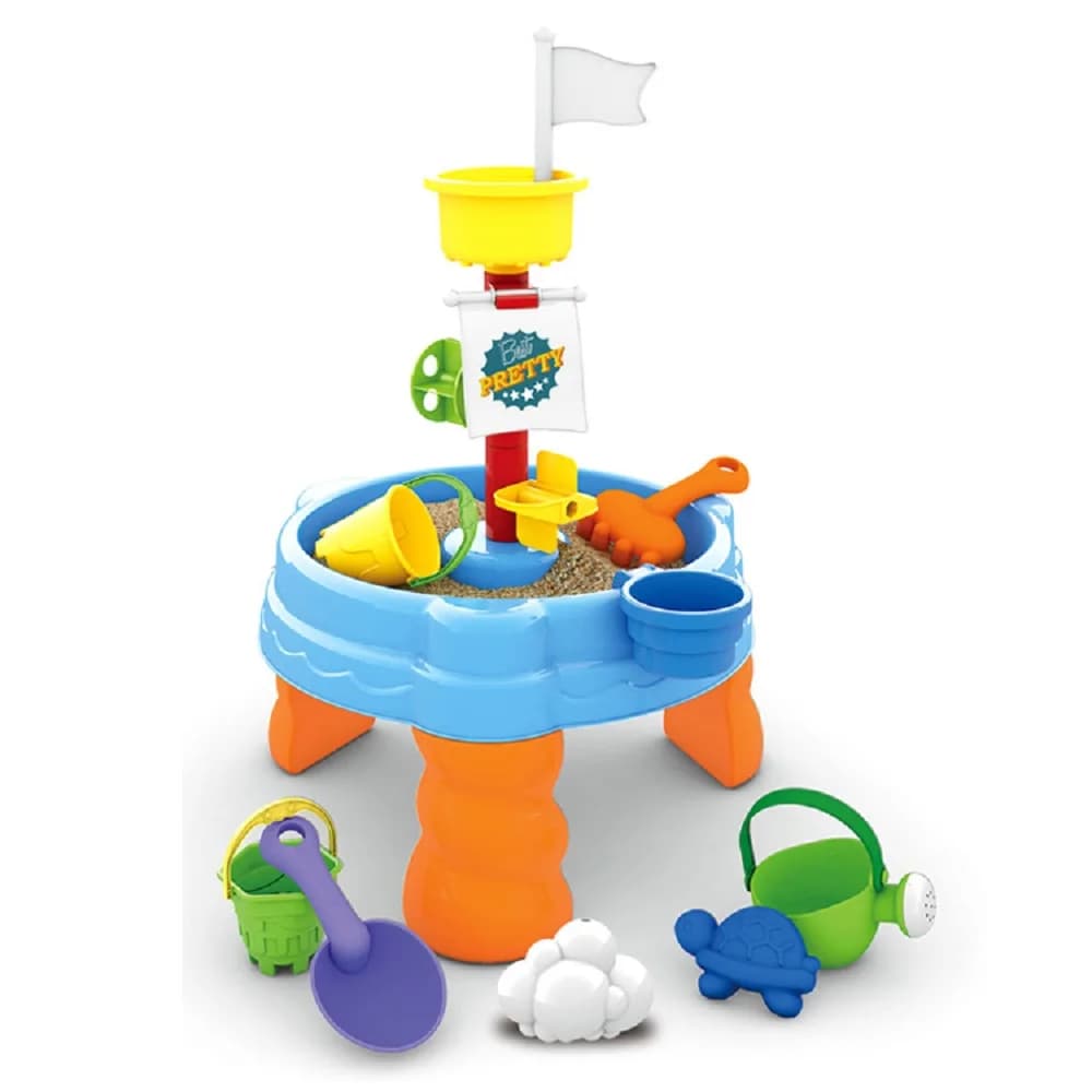 Tavolo estivo in sabbia, gioco con l'acqua, gioco con sabbia, sabbia per interni, combinazione di spiaggia, gioco in acqua, set di attrezzi per scavare sabbia