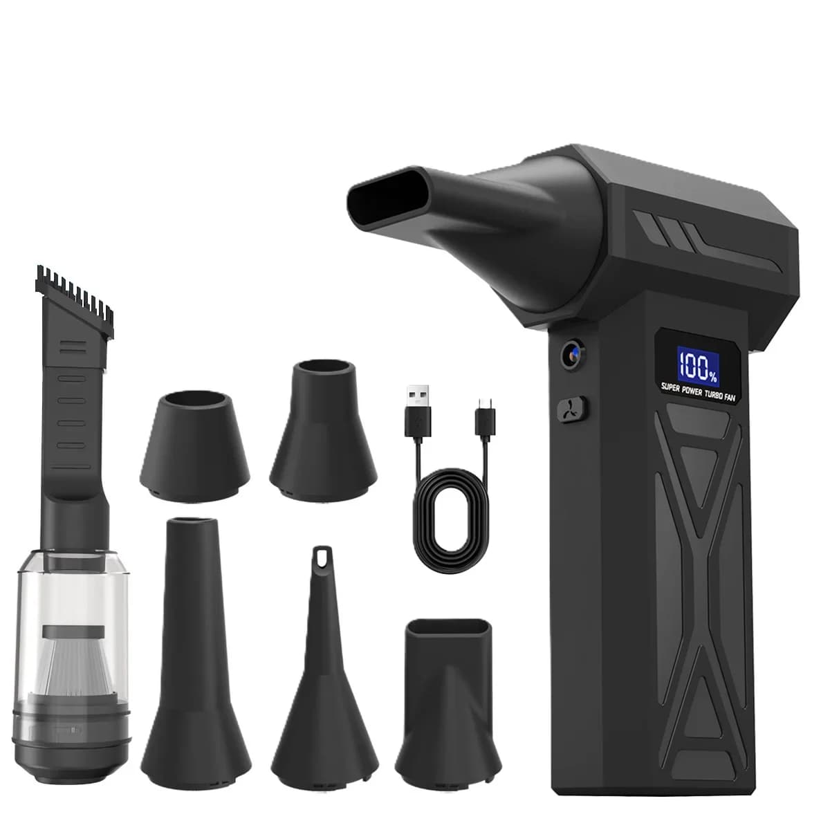 Powerful air blower 110000 rpm 4-speed turbo jet fan with LED light battery display Wireless compressed air dust