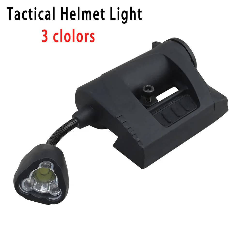 Luce tattica per casco RGB + LED IR, doppio carburante CR123 o AA, braccio flessibile, impermeabile, montabile su guida/fascia per la testa