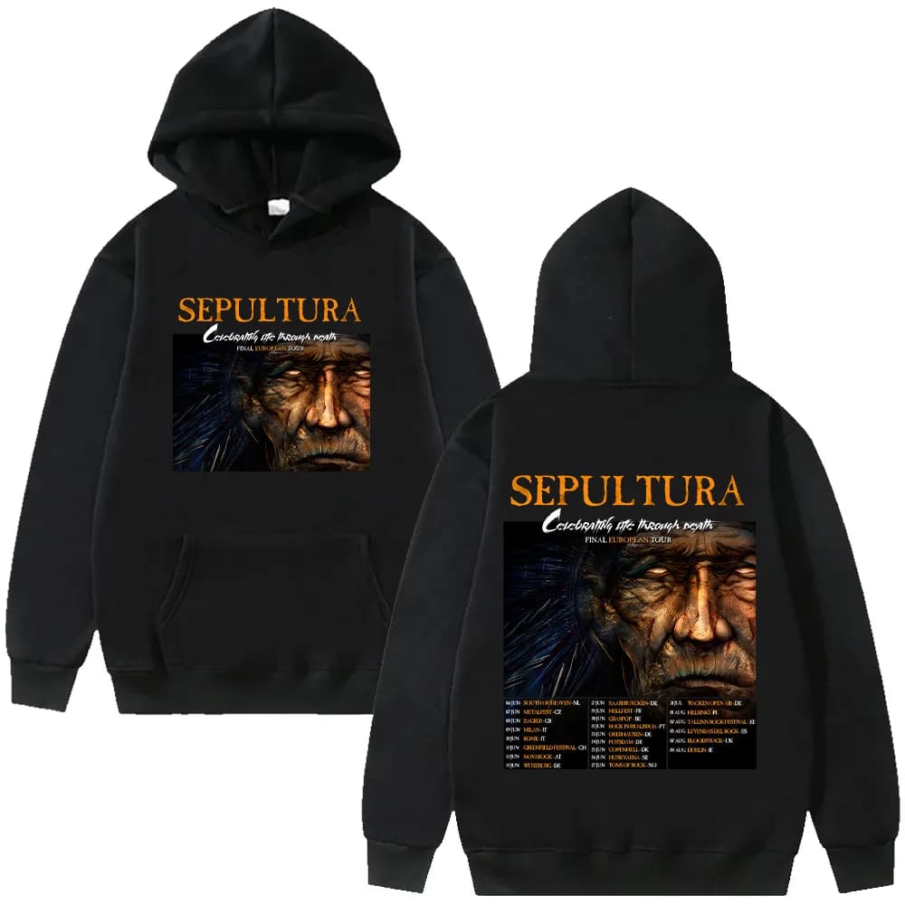 Felpa con cappuccio Sepultura Final European Tour Metal Groove Metal Tees Felpa unisex Manica lunga Pullover moda oversize Streetwear
