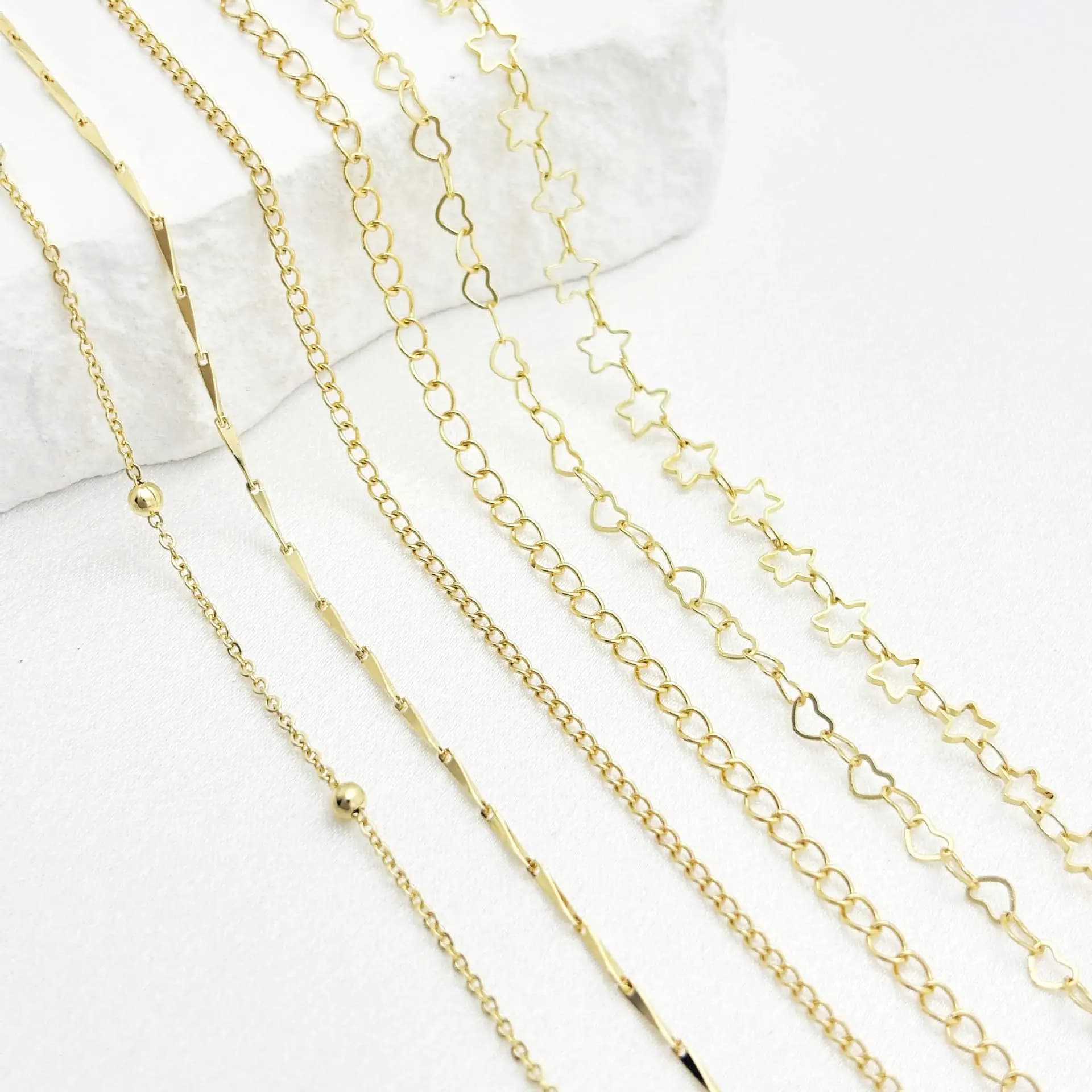 1/5Y Catena a maglie placcata oro moda 6 stili Artigianato fai da te Bracciale Collana Orecchini Creazione di accessori Decorazione regalo