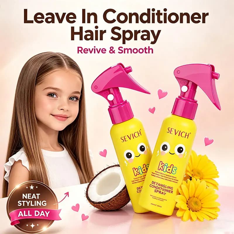 Spray Balsamo Senza Risciacquo per Bambine, Controllo Rapido dei Crespi e Lucentezza, Maschera Lisciante per Capelli, Crema Riparatrice per Capelli Danneggiati
