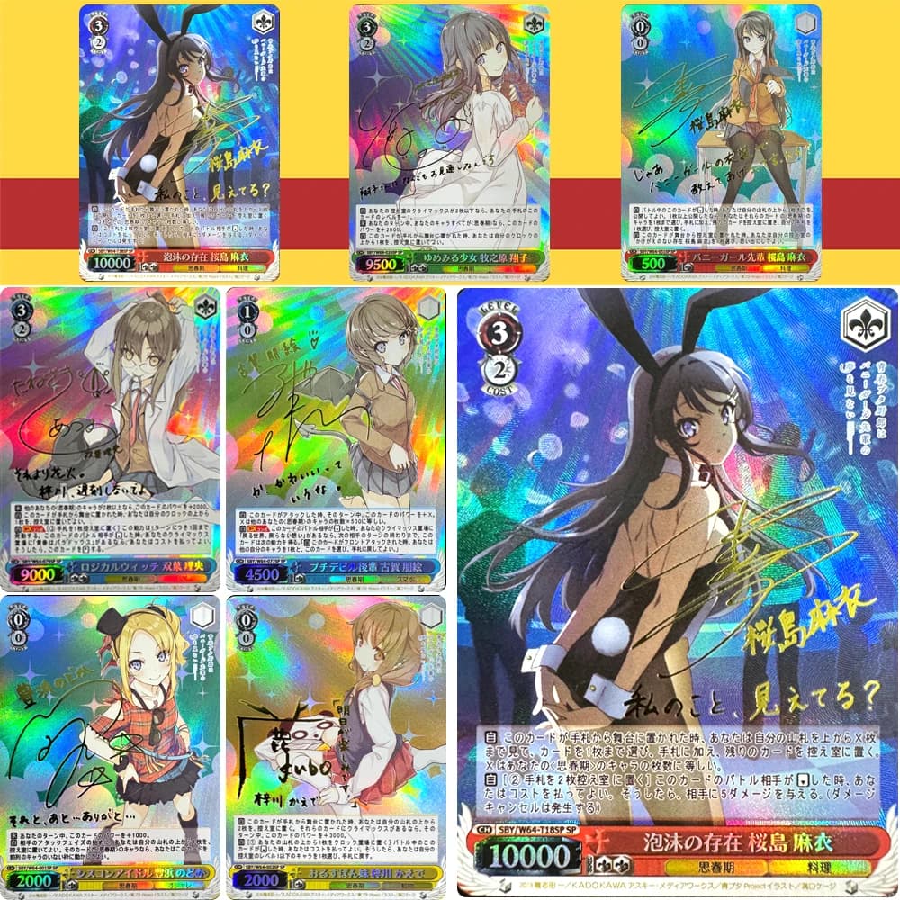 Giovane testa di maiale ragazzo Weiss Schwarz Personaggi anime Sakurajima Mai Carta da collezione fatta in casa fai-da-te Regalo di compleanno di Natale Giocattoli da gioco
