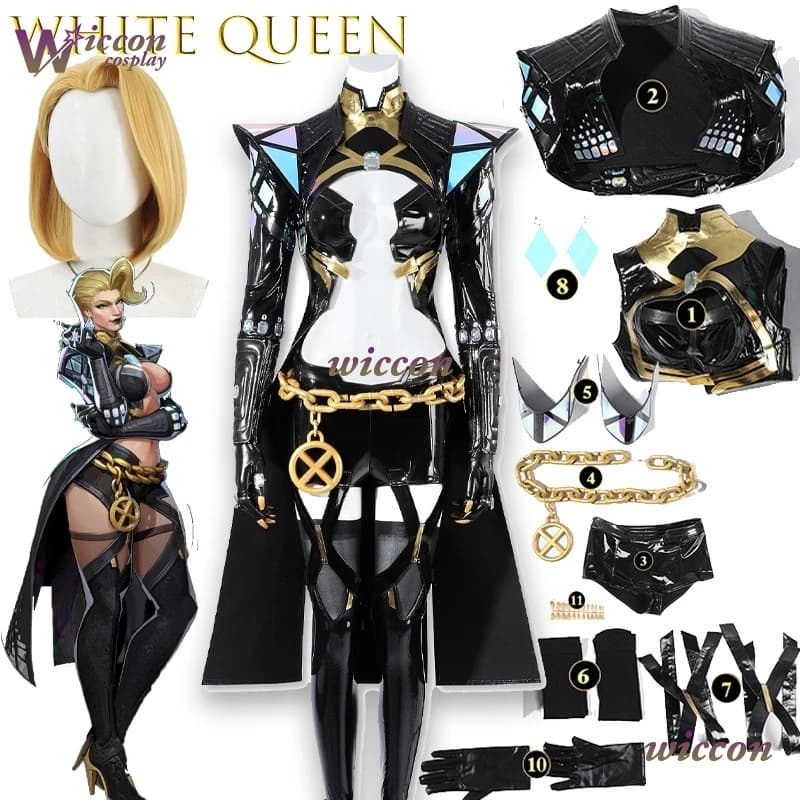 SAIKOU Emma Frost Costume Cosplay Riv White Queen als White Queen New Wave Costume Cosplay Gioco Outfit Rivals Fantasia