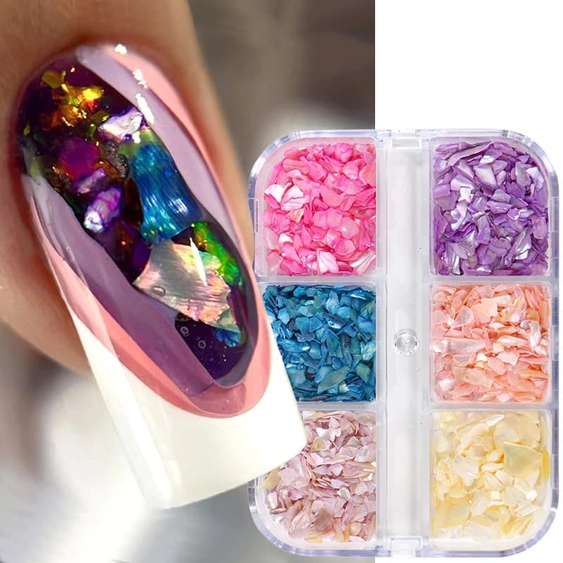 Fiocchi di glitter per unghie con conchiglia di abalone perlescente Frammenti irregolari colorati 3D Decorazione per unghie in pietra Manicure estiva fai da te