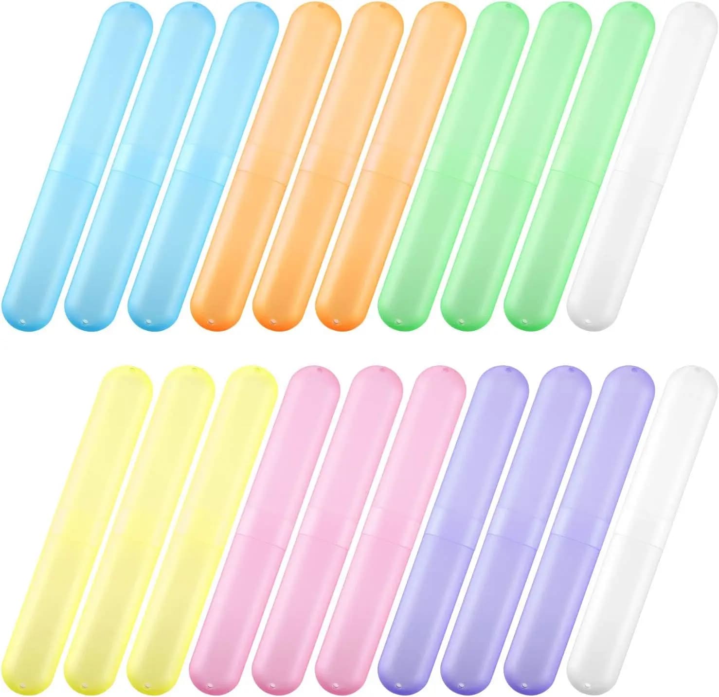 Porta spazzolini da viaggio da 20 pezzi, custodia portatile per bambini, colori vivaci