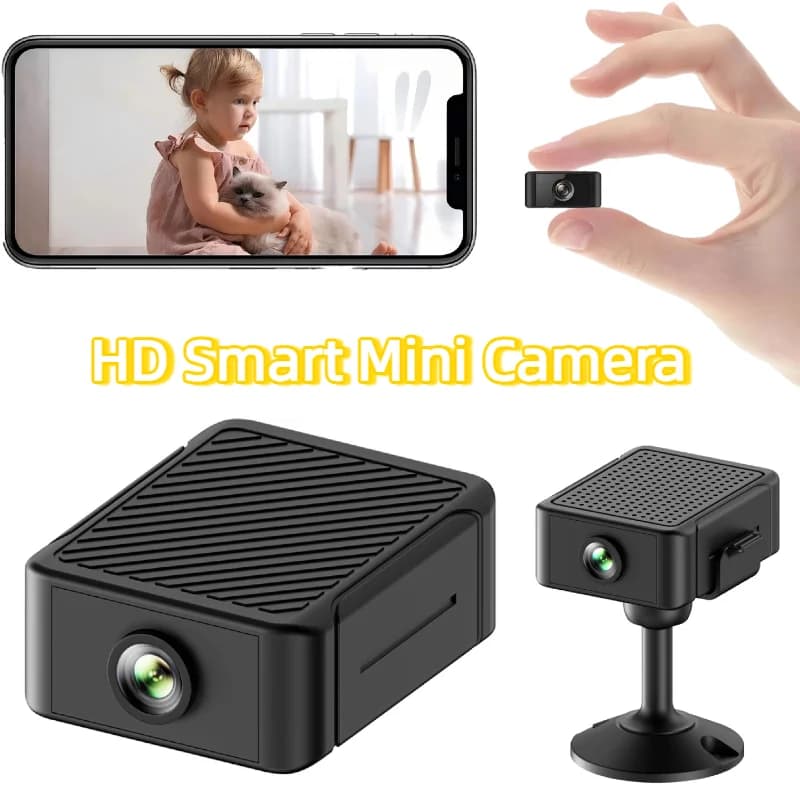Mini Telecamera di Sicurezza per Interni con Visione Notturna HD, 4 Ore di Autonomia, Rilevamento Movimento, Avvisi, Archiviazione SD e Cloud, Controllo tramite App, Telecamera per Bambini
