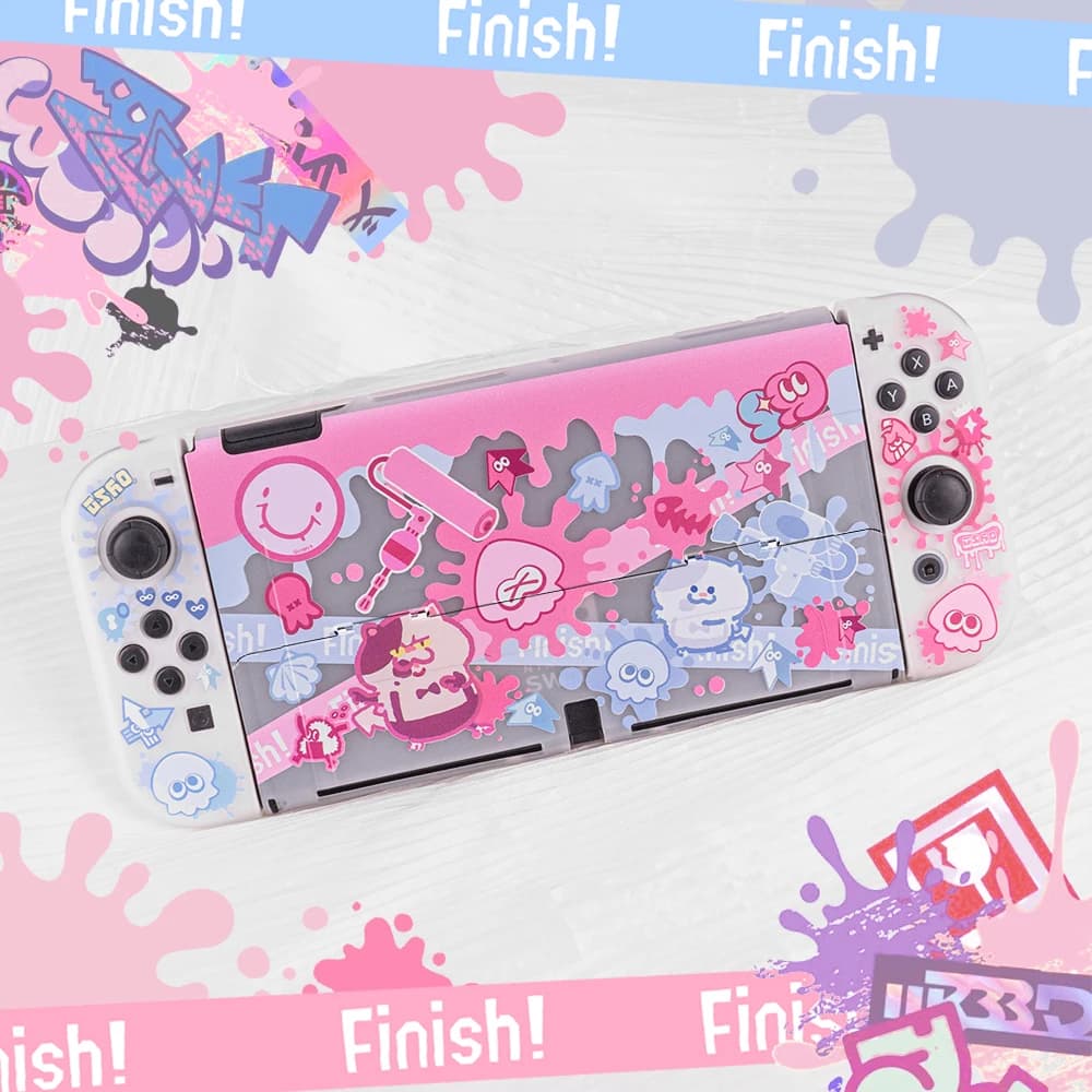 Custodia per interruttori simpatico cartone animato - Divertente copertura protettiva per interruttore OLED/ Lite/Guscio Kawaii standard rosa e blu regalo per giocatori