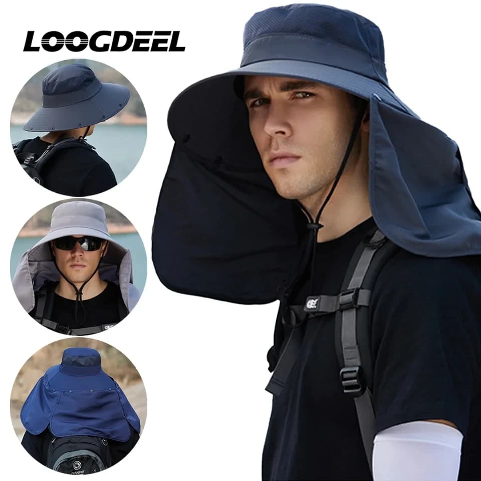 Men's Summer Outdoor Sun Protection Hat, UV Resistant Cycling and Driving Sun Protection Fisherman Hat
