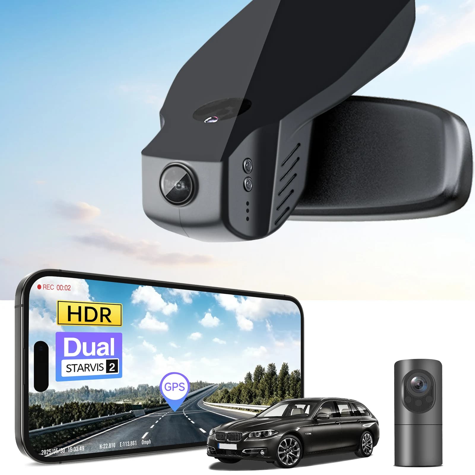 Dash Cam 4K con Sensore STARVIS 2 per BMW Serie 5 Gen6 F07 M5 F10 F11 F18, Registratore per Auto (Modello A/B/C) con WiFi e APP GPS
