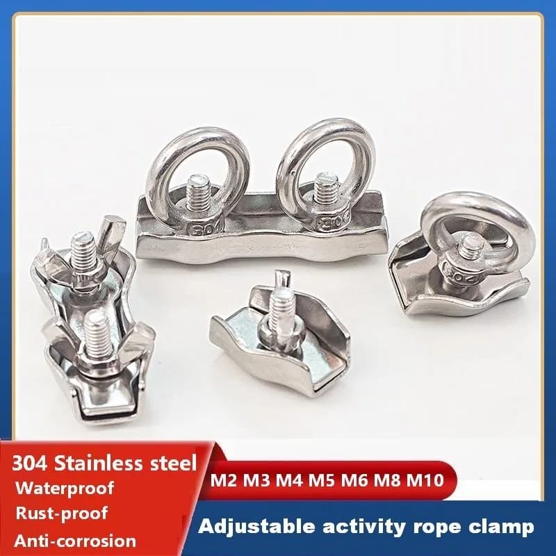 304 Stainless Steel Wire Rope Clip M2-M10 U Bolt Cable Clamp Simplex Duplex Clips for Dog Tie Out Clothesline Railing Marine DIY