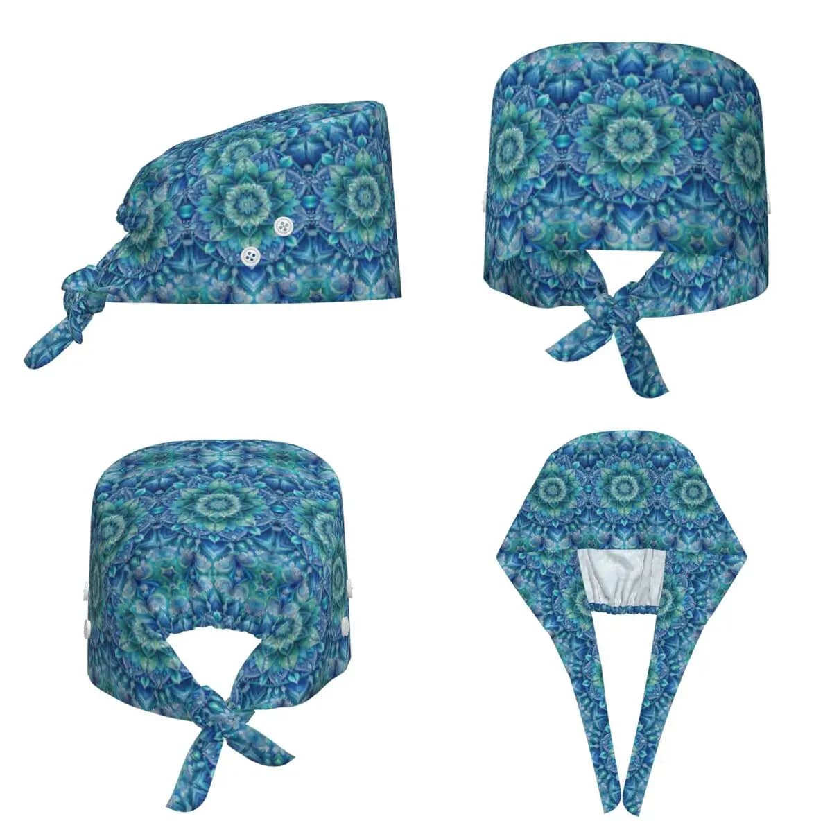 Bohemian Mandala Print Pattern Scrub Hat Doctor Working Surgical Cap Men Women Adjustable Nursing Caps for Dentist