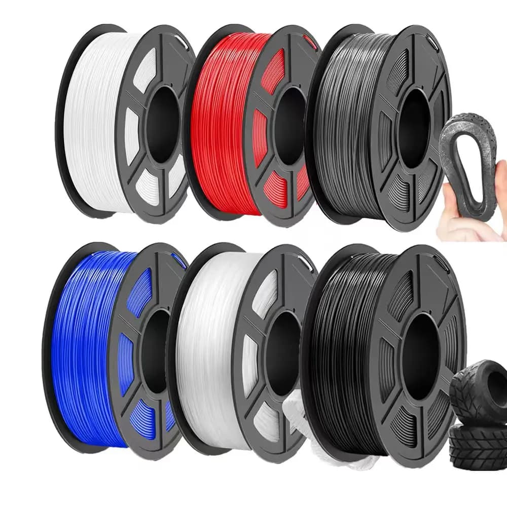 3D Printer TPU Filament, Pack of 6 250g Spools, Filajoy3D 95A, Flexible and Soft, Diameter 1.75mm