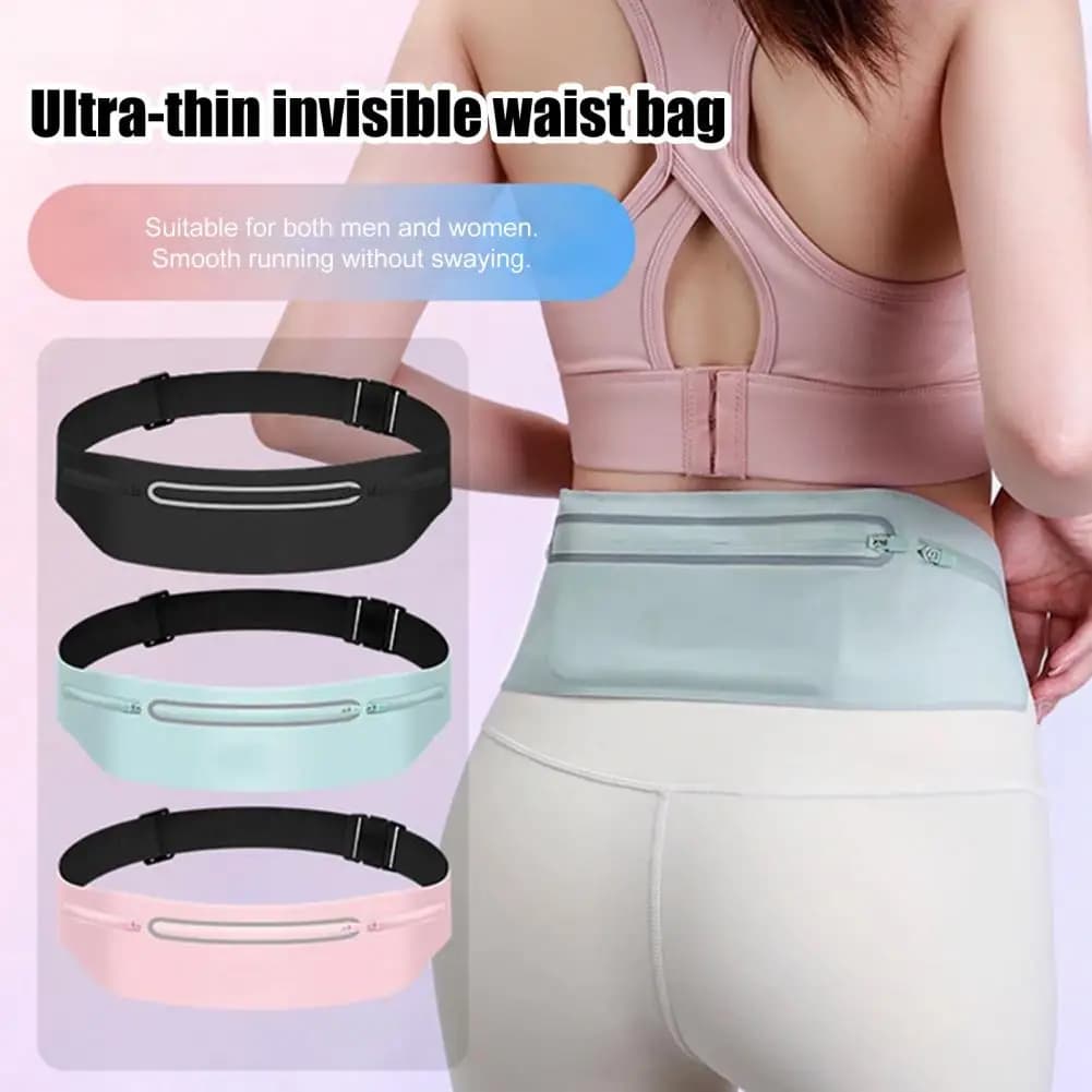 Marsupio da Corsa Fitness con 3 Tasche, Porta Telefono Regolabile, Impermeabile 7.5 Pollici, per Escursionismo e Jogging