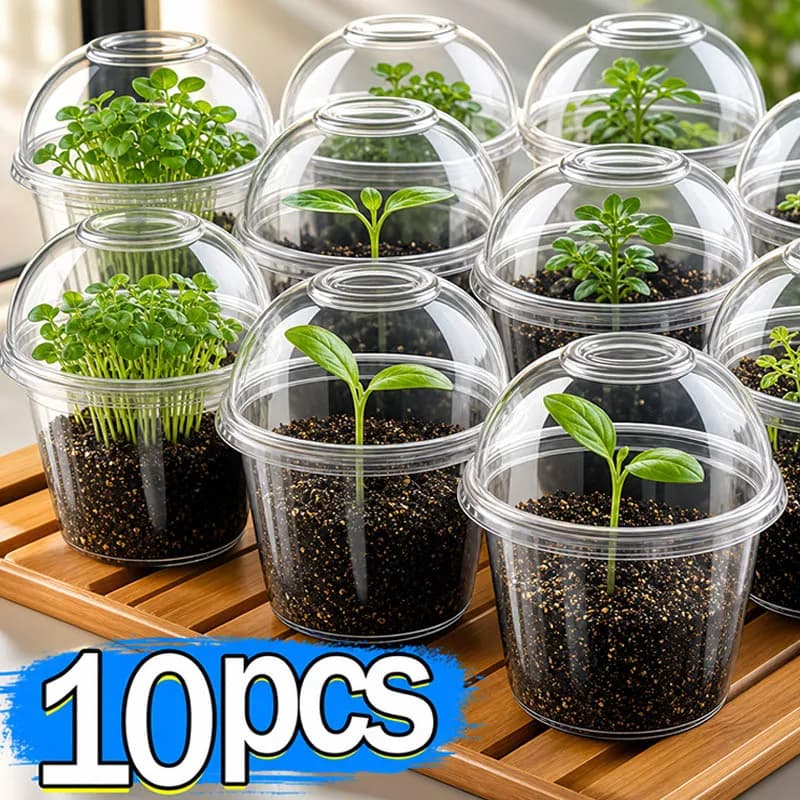 Transparent Nursery Pots With Covers Breathable Seed Starting Pots Flower Plant Containers Gardening Planting Nutrition Cups