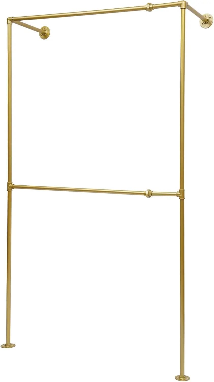 Appendiabiti da Parete, Espositore Moderno e Semplice in Metallo Pesante per Negozi di Abbigliamento, Barra Appendiabiti, Asta Appendiabiti, Porta Asciugamani da Bagno, Asta Appendiabiti Multiuso per Armadio (Quadrato Dorato)