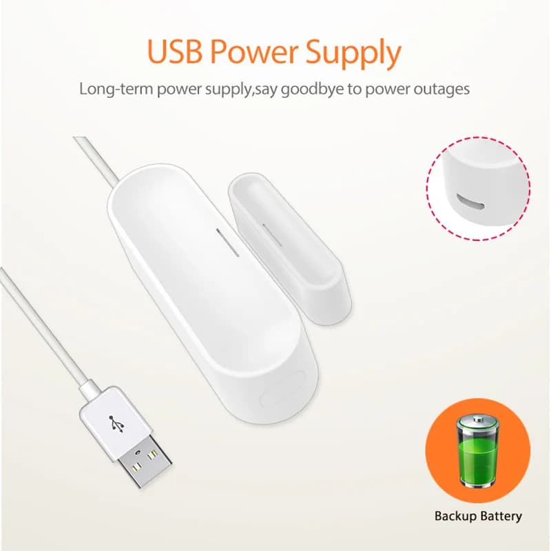 Sensore antifurto per porte e finestre intelligenti Graffiti ZigBee con rilevamento intelligente Rilevatore magnetico per porte con batteria al litio alimentata tramite USB