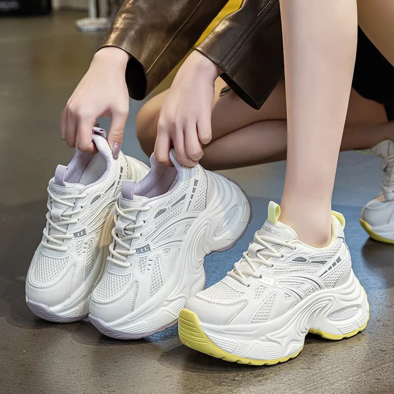 Sneakers Chunky da 7cm per Donna, Comode e Leggere, Scarpe Casual Traspiranti per Uso Quotidiano, Sneakers con Piattaforma alla Moda