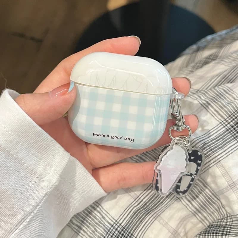 Custodia Bluetooth con griglia blu per Airpods 1 2 3 4 Pro Custodie per Airpods Pro 2/3 Custodia per auricolari in TPU Coque con pendente per scarpa da balletto