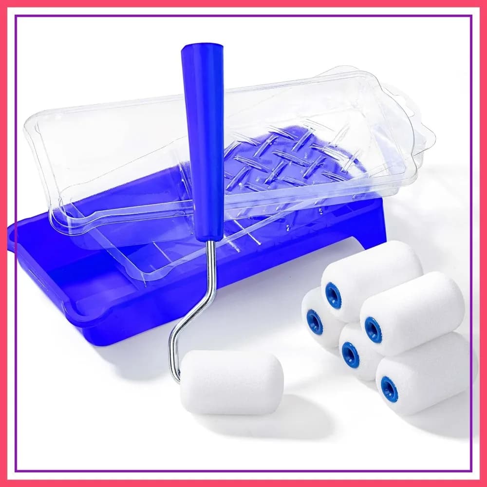 Kit di rulli per pittura in schiuma da 2 pollici, 10 pezzi - Rullo per pittura piccolo con vassoio e rivestimenti, mini coperture in schiuma