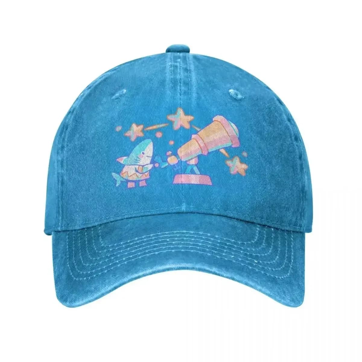 Cappellino da baseball Shark Telescope Constellation in cotone lavato, regolabile, unisex, stile street