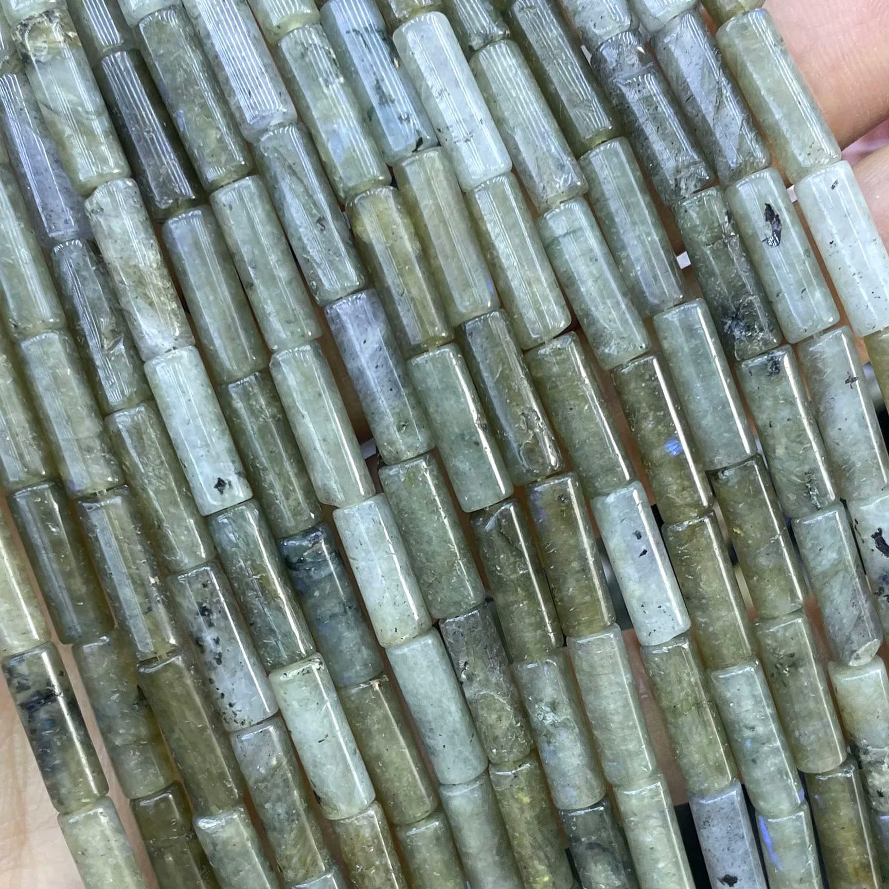 4X13MM Pietra naturale a forma di cilindro Labradorite grigia naturale Perline distanziatrici allentate per la creazione di gioielli Accessori per braccialetti fai da te
