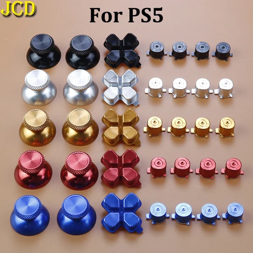JCD Metal Buttons Thumb Sticks per Controller PS5 sostituzione Joystick Cap D-pad ABXY Button accessori