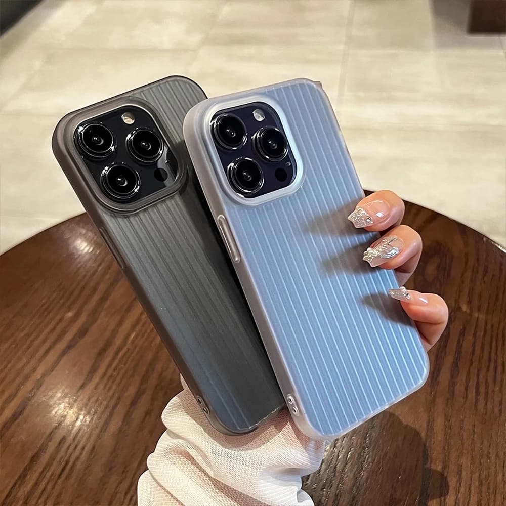 Matte Corrugated Clear Phone Case For iPhone 16 Pro Max 15 14 13 12 11 16ProMax Shockproof Silicone Transparent Bumper Cover