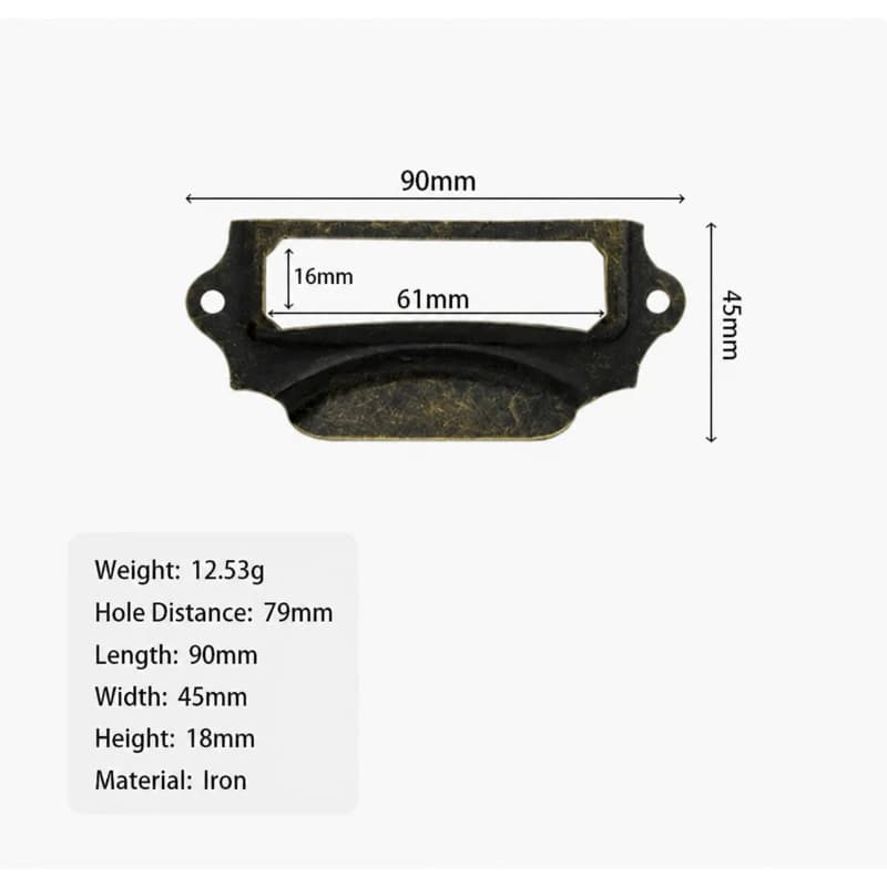 Set di 5 Cornici per Etichette Antiche, Cornice per Etichette in Ottone Anticato, Porta Nome in Ferro, Stile Decorativo con Orecchie