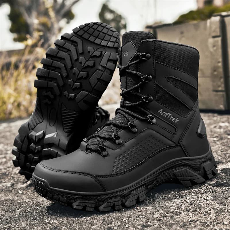 2026 Men's High Top Tactical Boots Non‑Slip Rubber Sole Wear‑Resistant Breathable Outdoor Hiking Shoes for Camping Climbing