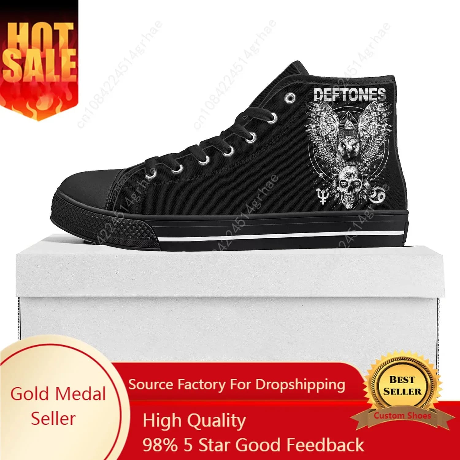 D-Deftones Metal Art Rock Band High Top High Quality Sneakers Men Womens Teenager Canvas Sneaker Casual Couple Shoes Custom Shoe