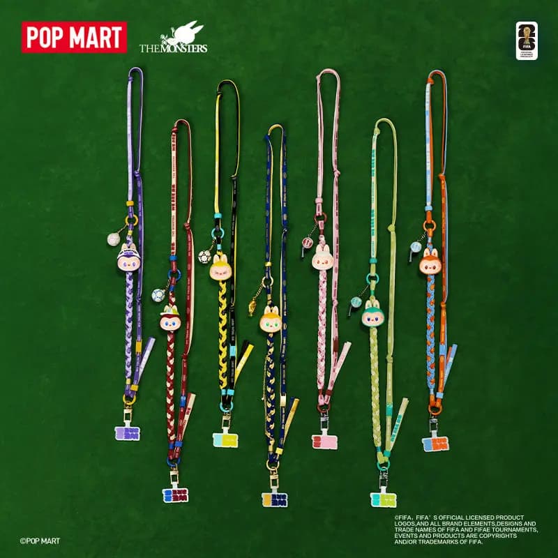 Nuovo Originale POP MART The Monsters Labubu X FIFA Cordino Lungo Blind Box Cinghia per Telefono Accessorio da Collezione Giocattolo Carino Regalo di Compleanno
