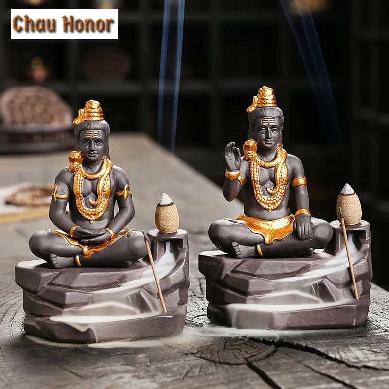 Creativo viola argilla Zen Buddha riflusso bruciatore di incenso supporto per bastoncini di incenso di loto, aromaterapia decorazioni per la casa incensiere-senza incenso
