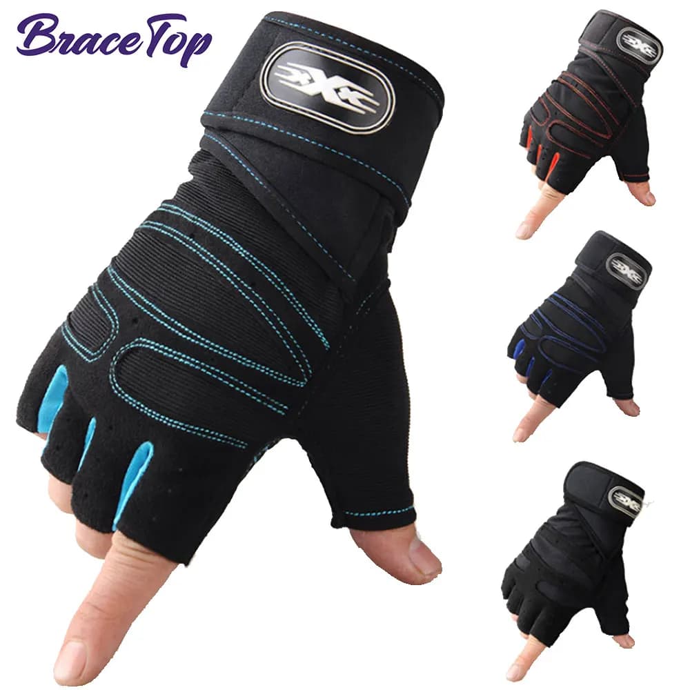 1 pair of sports gloves Weight Exercises Mid-Size Lift Gloves Body Building Training Sport Gym Fitness Gloves for Men and Women