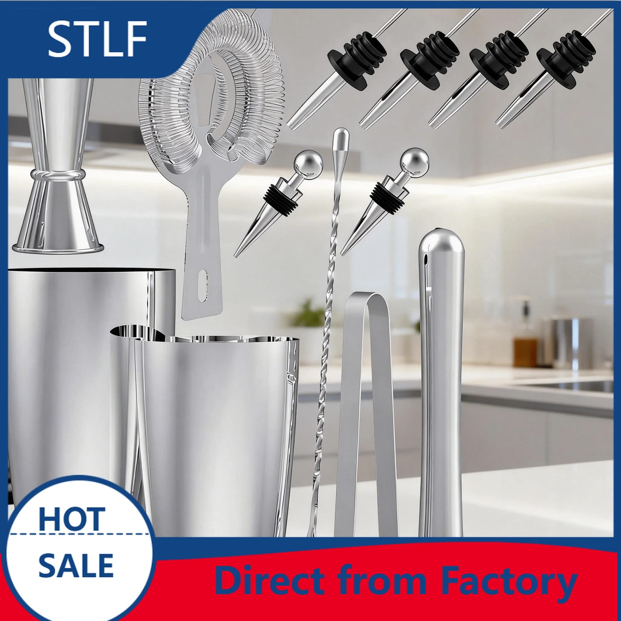 stllCamol Cocktail Shaker Boston Style 13pcs Bar Tools Set Mixology Bartender Kit Professional Barware Tool Set