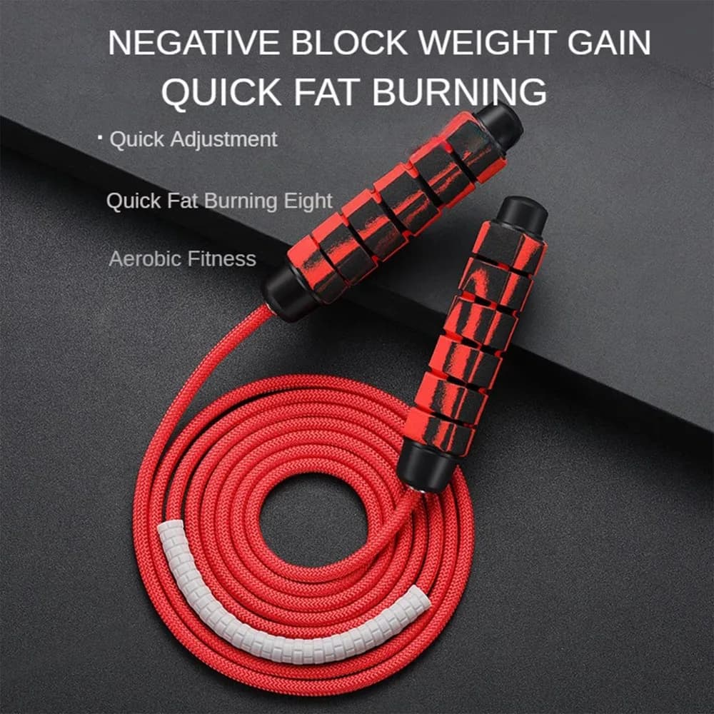 Tangle-Free Weighted Jump Rope Foam Handle Adjustable Nylon Skipping Rope with Ball Bearings 360° Rotation Fitness Rope Skipping