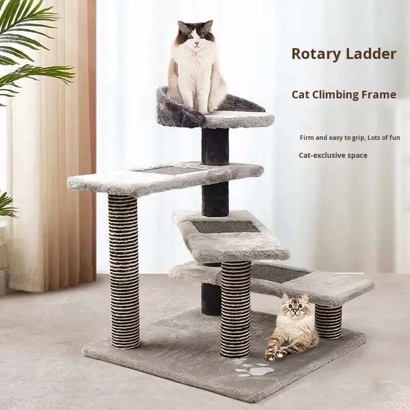 Wholesale Factory Direct Carton Wood Cat Trees Scratcher Rotating Ladder Climbing Frame Jumping Platform Eco-friendly Modern