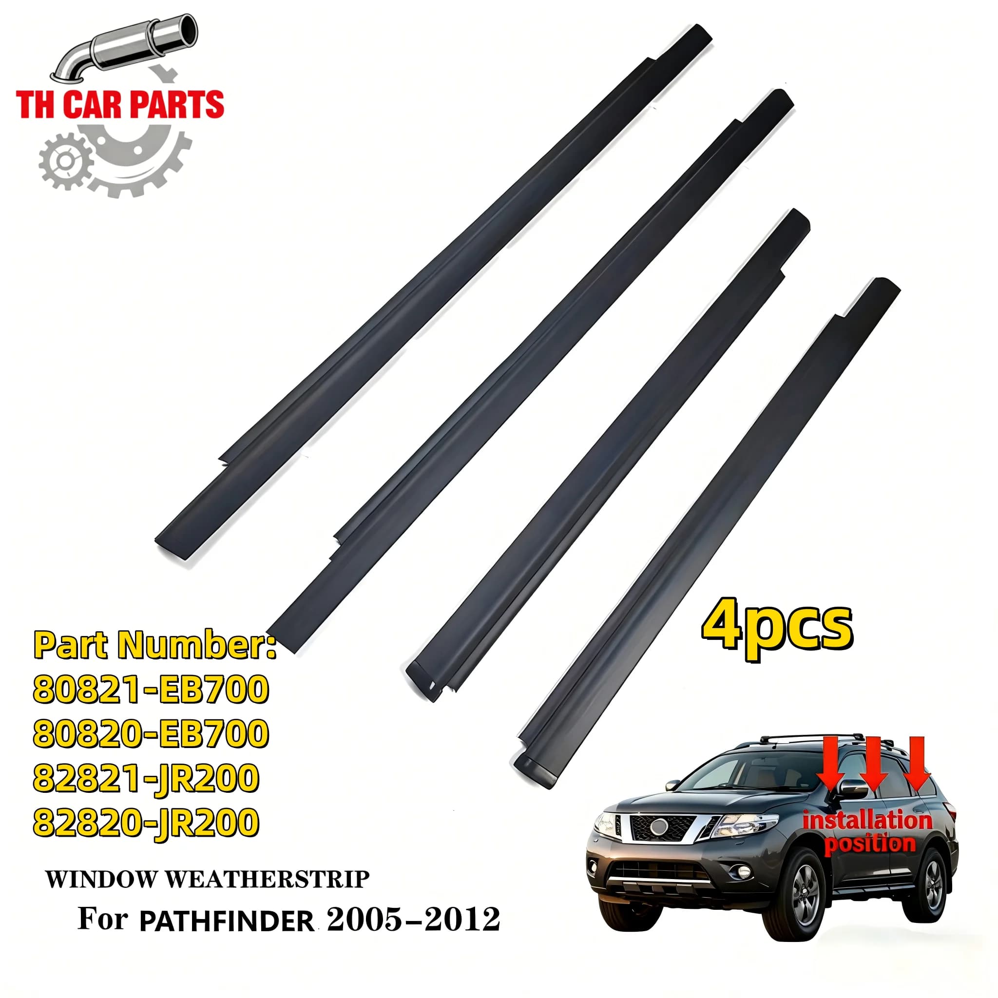 Guarnizione per finestrini auto per Nissan Pathfinder 2005-2012, modanatura per finestrini auto 80821-EB700 80820-EB700 82821-JR200 82820-JR200