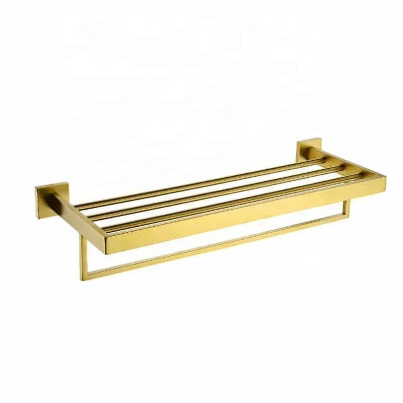 Set di accessori da bagno dorati Porta carta igienica in acciaio inossidabile 304 Porta scopino Hardware da bagno spazzolato a parete