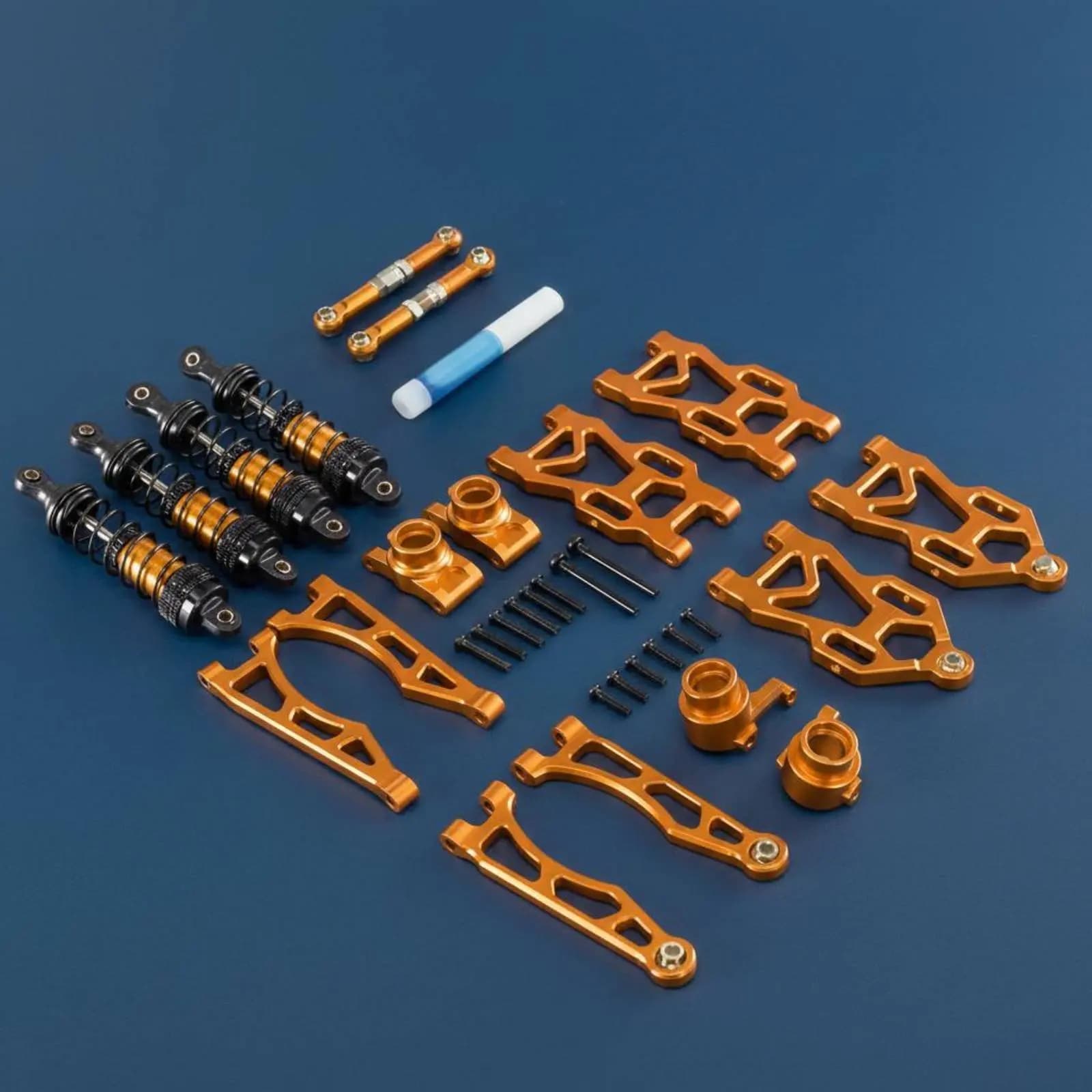 Set di Modifiche in Metallo per Auto RC in Scala 1/16, Set di Collegamenti Oscillanti e Ammortizzatori in Metallo per Prestazioni Migliorate, Ammortizzatori in Alluminio per Auto RC