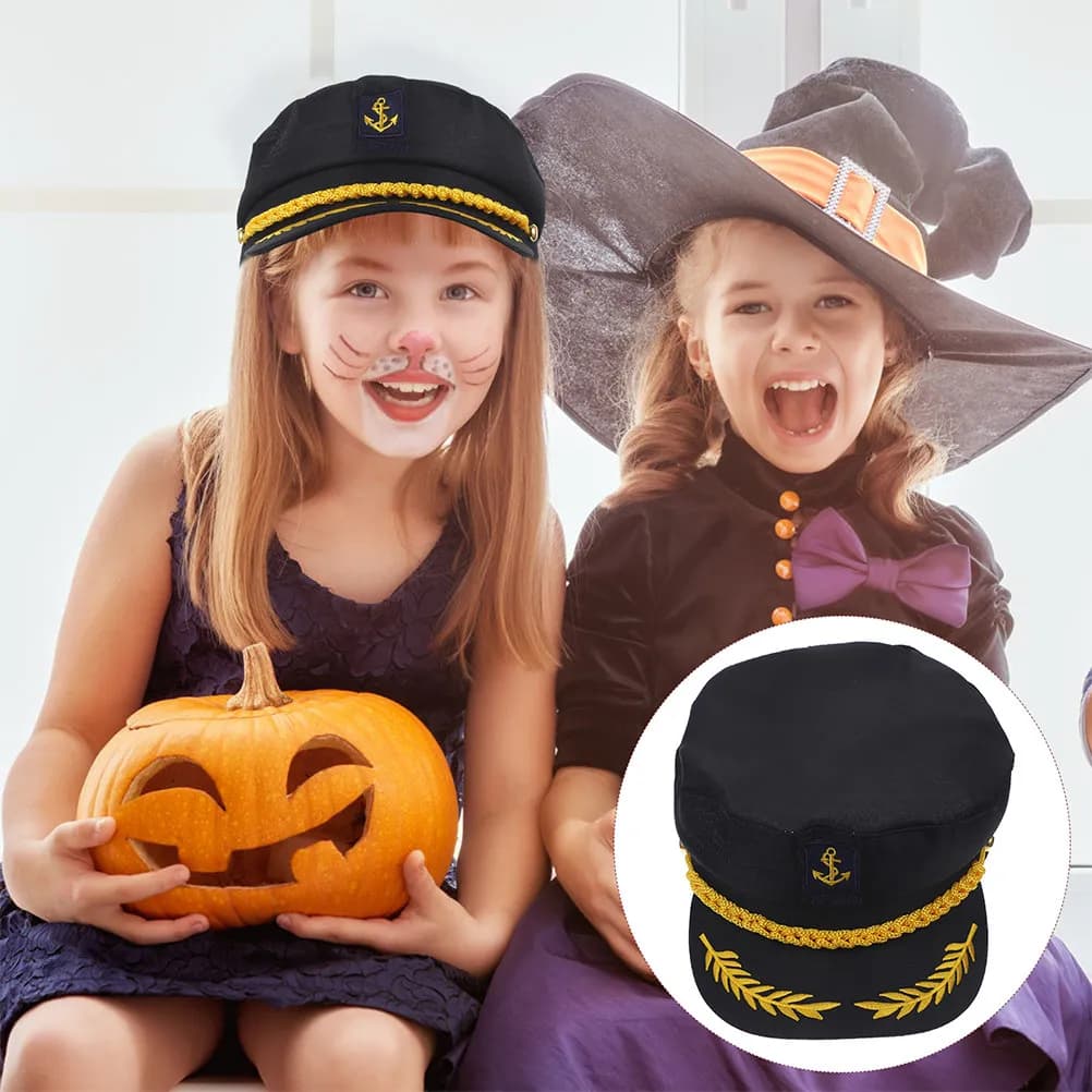 2 Pezzi Cappello da Marinaio Classico Ricamato, Berretto da Capitano per Uomo e Donna, Costume per Feste a Tema Marino, Festival di Danza