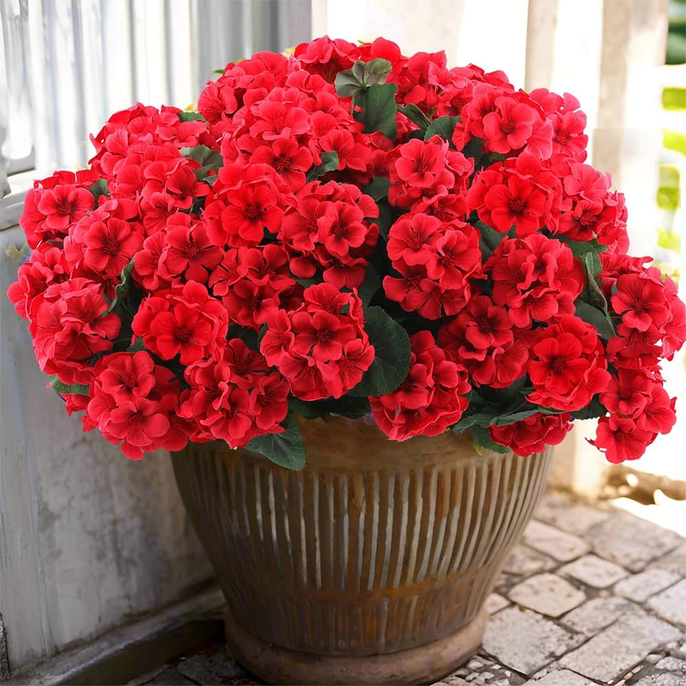 Fiori di geranio artificiale Piante da giardino resistenti ai raggi UV per esterni Fiori finti per la decorazione dei centrotavola della tavola della cucina della stanza di casa