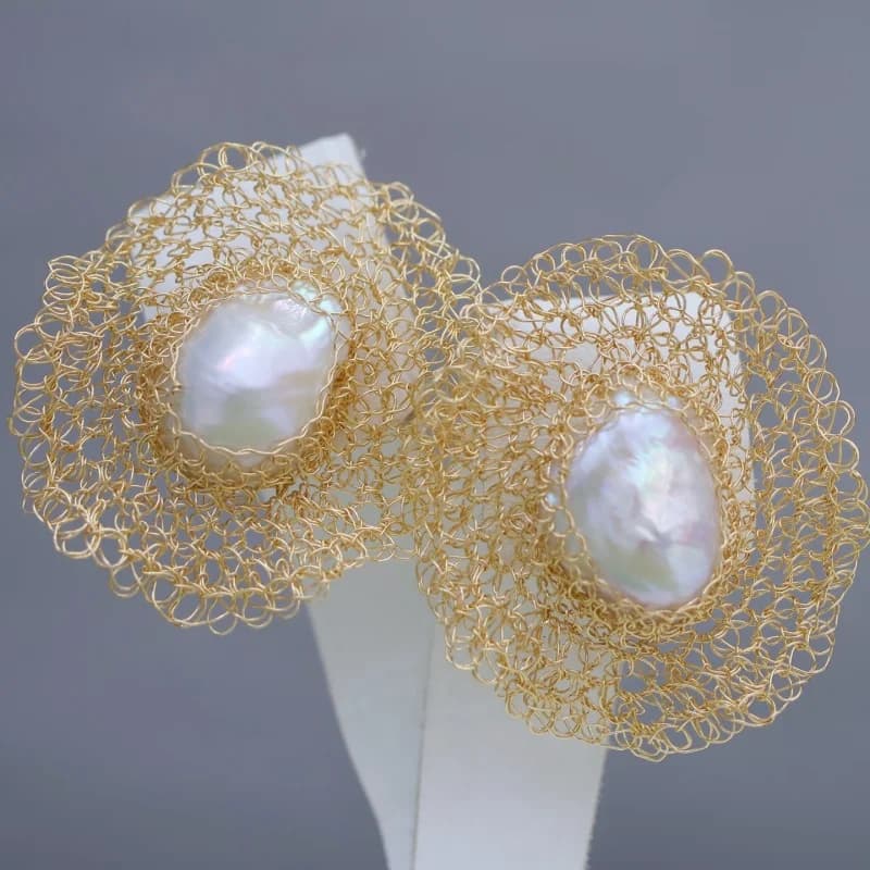 SGARIT Orecchini di perle super grandi Lady 14k Gioielli in oro riempito Perla barocca naturale Orecchini in oro irregolari con lucentezza forte