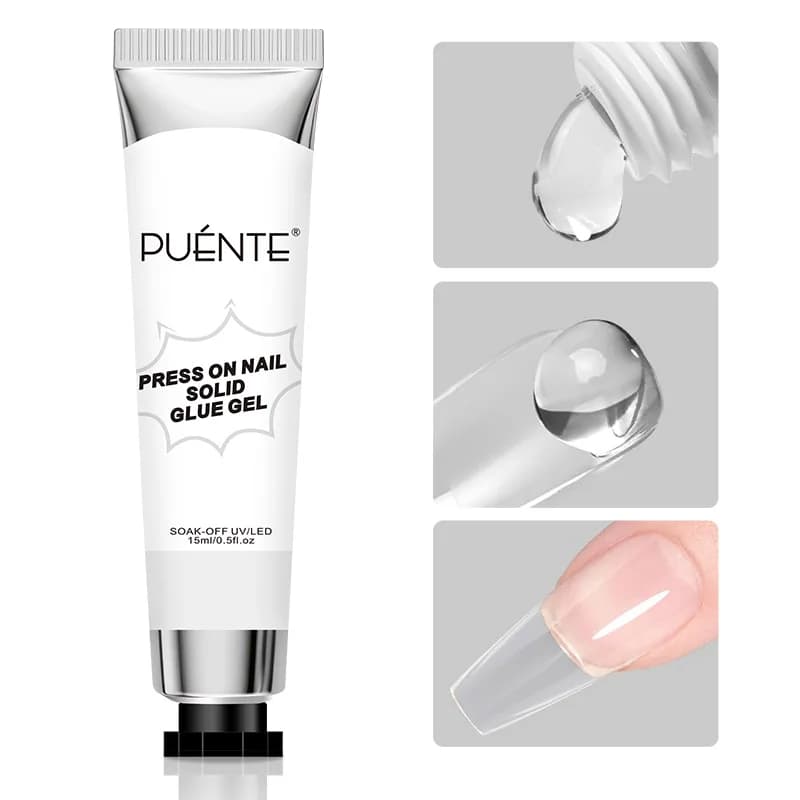 15ML Presse sulle unghie Colla per unghie solida Gel per estensione rapida delle unghie Mano antiaderente Scultura 3D Manicure Soak Off Gel per nail art UV